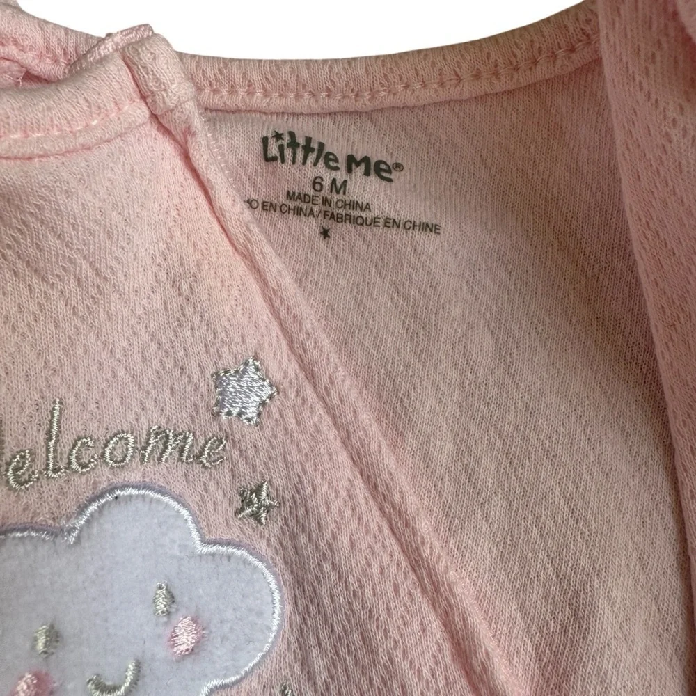 Bundle 6M Baby Girl Pajama Sleeper 2PC Set Pink Cotton Fleece Butterfly